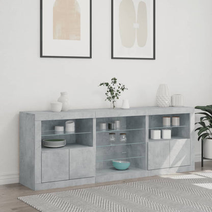 vidaXL Sideboard with LED Lights Concrete Grey 181.5x37x67 cm 4