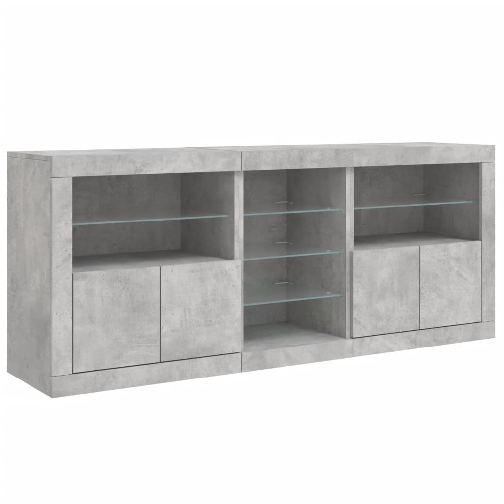 vidaXL Sideboard with LED Lights Concrete Grey 181.5x37x67 cm 5