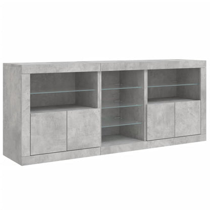 vidaXL Sideboard with LED Lights Concrete Grey 181.5x37x67 cm 5