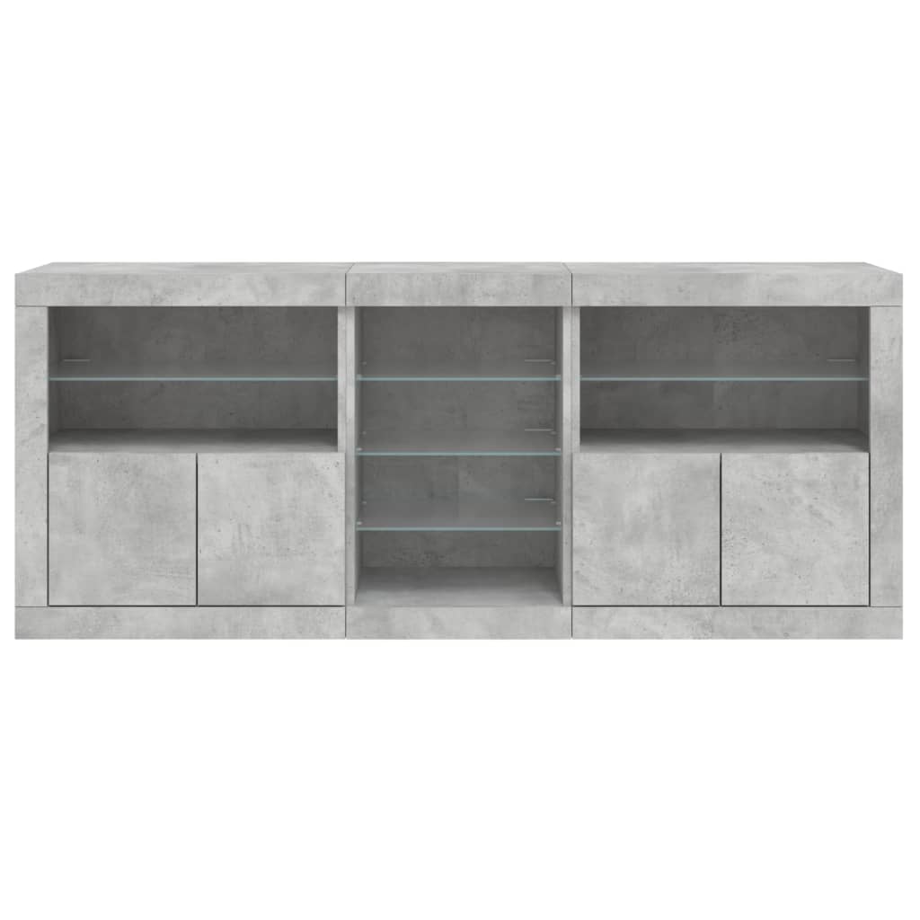 vidaXL Sideboard with LED Lights Concrete Grey 181.5x37x67 cm 6