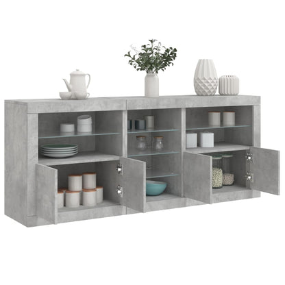 vidaXL Sideboard with LED Lights Concrete Grey 181.5x37x67 cm 1