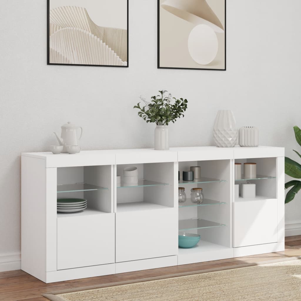 vidaXL Sideboard with LED Lights White 164x37x67 cm 3