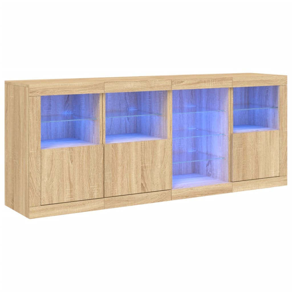 vidaXL Sideboard with LED Lights Sonoma Oak 164x37x67 cm 2
