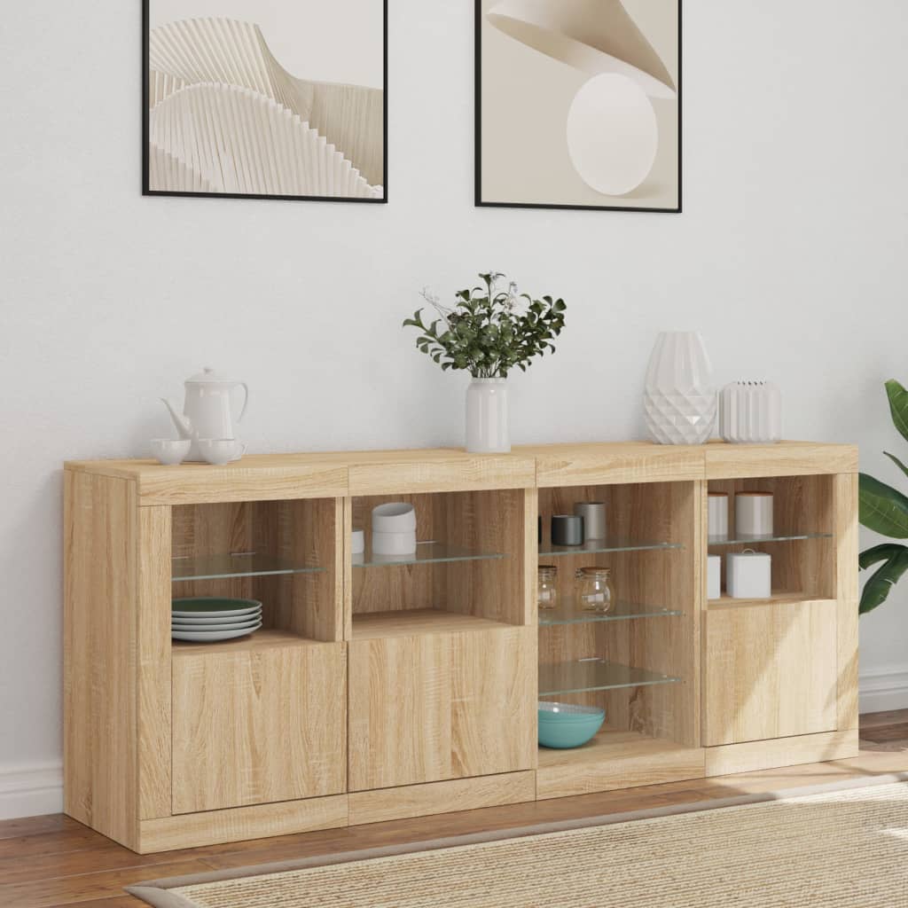 vidaXL Sideboard with LED Lights Sonoma Oak 164x37x67 cm 3