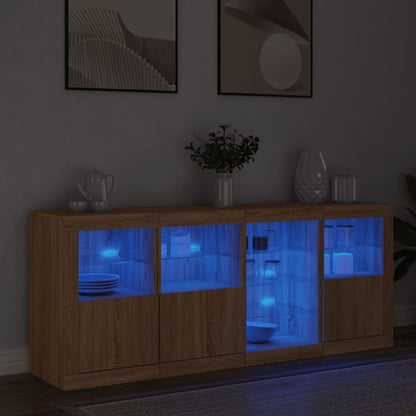 vidaXL Sideboard with LED Lights Sonoma Oak 164x37x67 cm 4