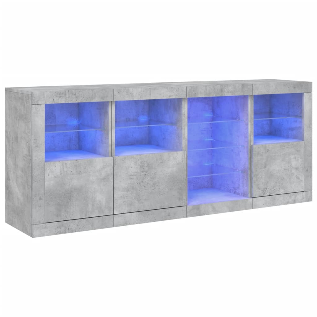 vidaXL Sideboard with LED Lights Concrete Grey 164x37x67 cm 2