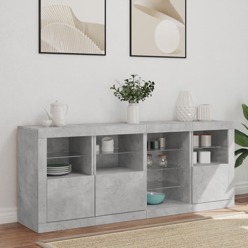 vidaXL Sideboard with LED Lights Concrete Grey 164x37x67 cm 3