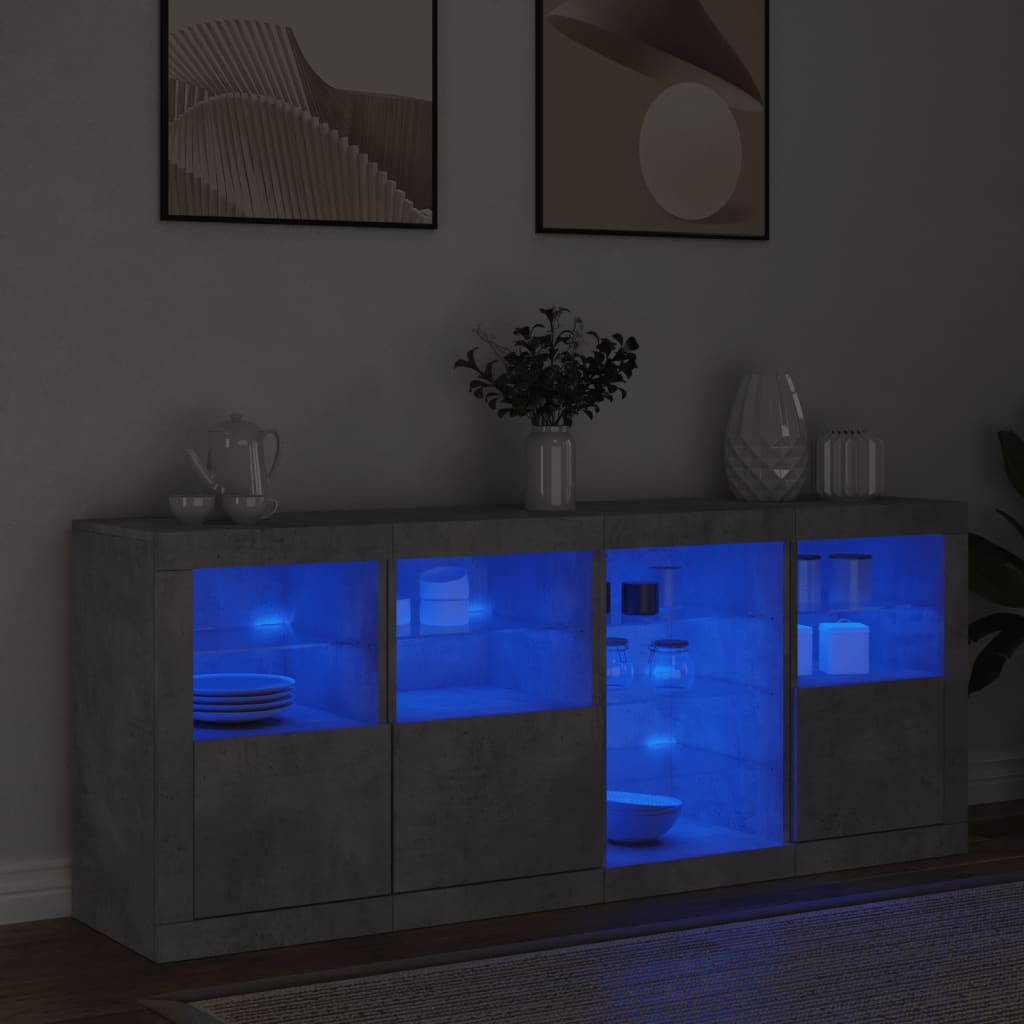 vidaXL Sideboard with LED Lights Concrete Grey 164x37x67 cm 4