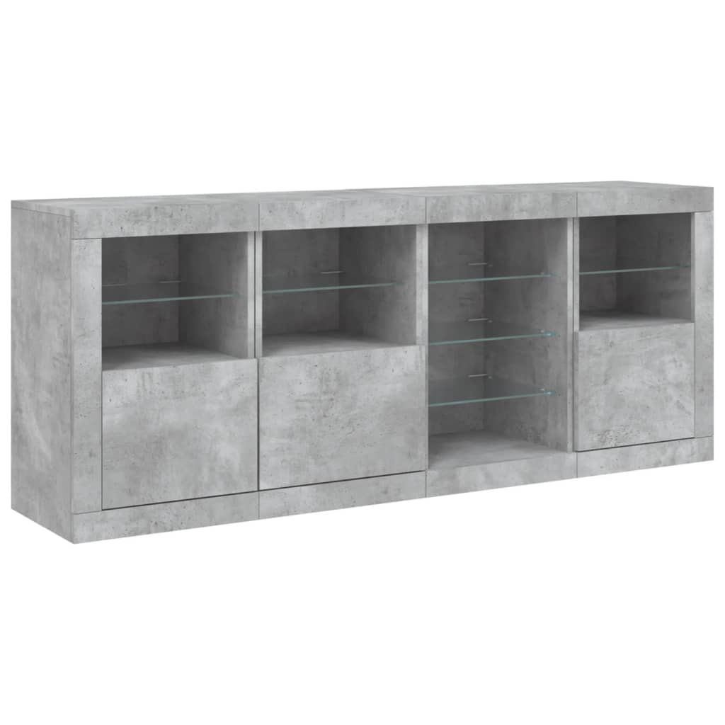vidaXL Sideboard with LED Lights Concrete Grey 164x37x67 cm 5