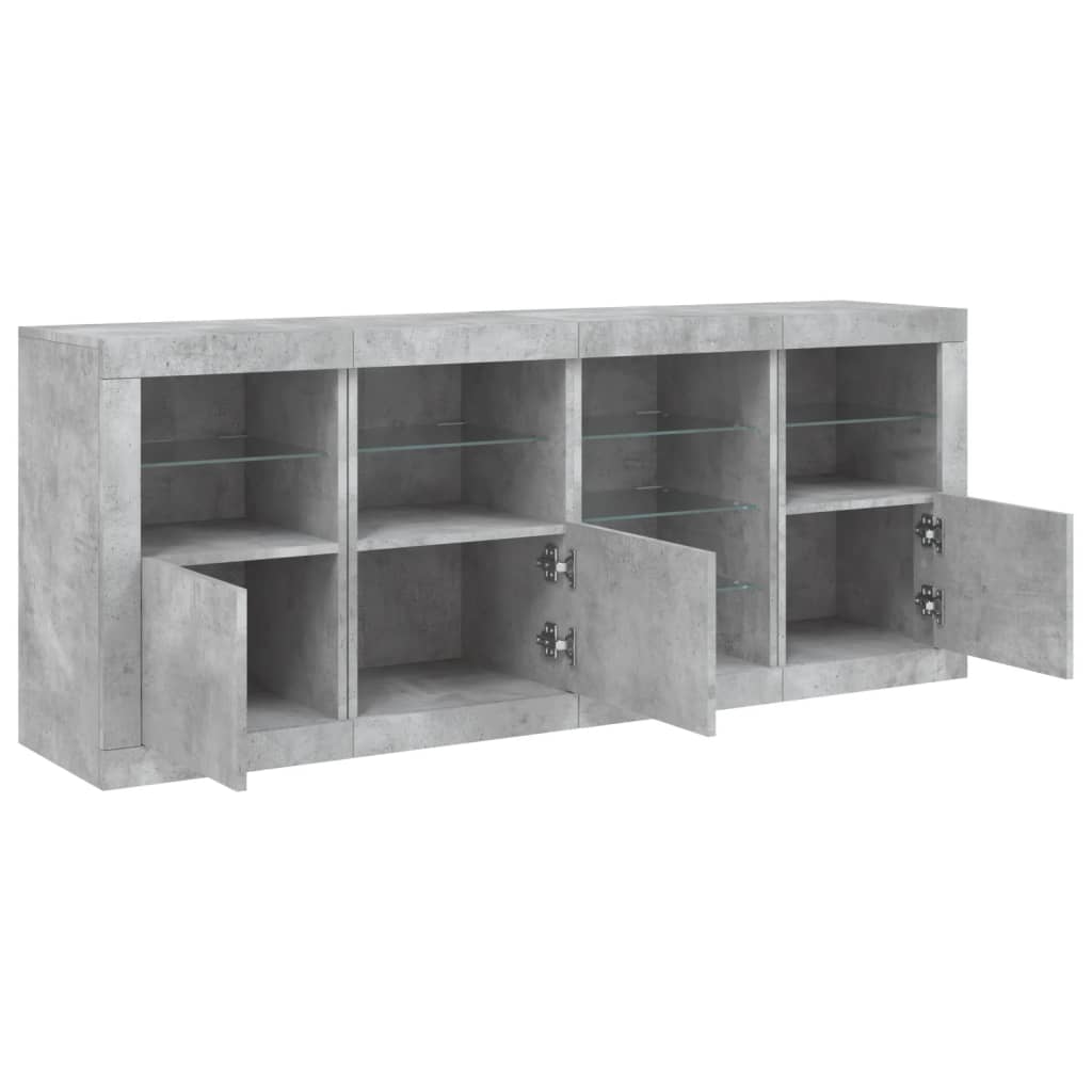 vidaXL Sideboard with LED Lights Concrete Grey 164x37x67 cm 6