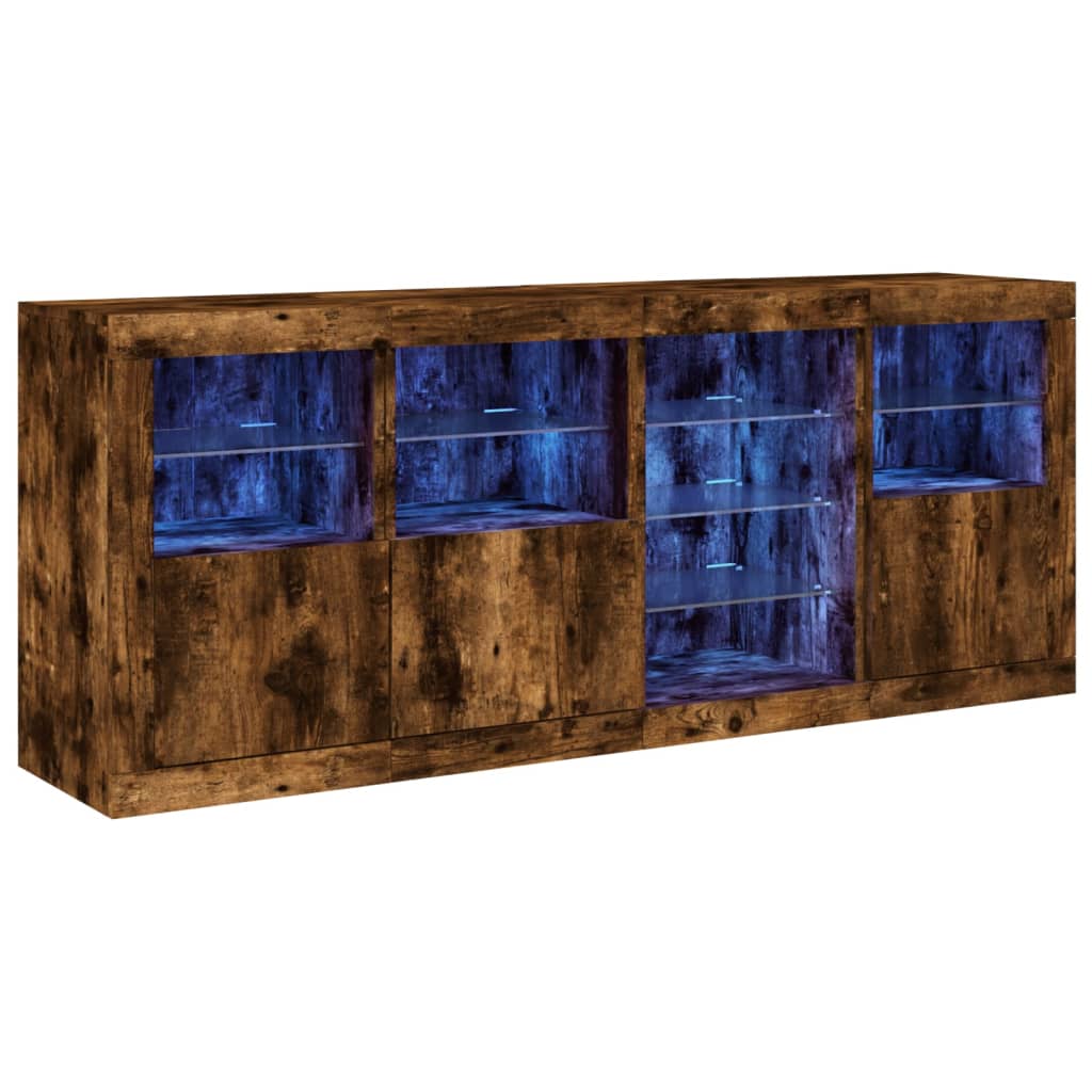 Sideboard with LED Lights 164x37x67 cm Smoked oak