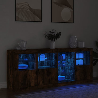 vidaXL Sideboard with LED Lights Smoked Oak 164x37x67 cm 4