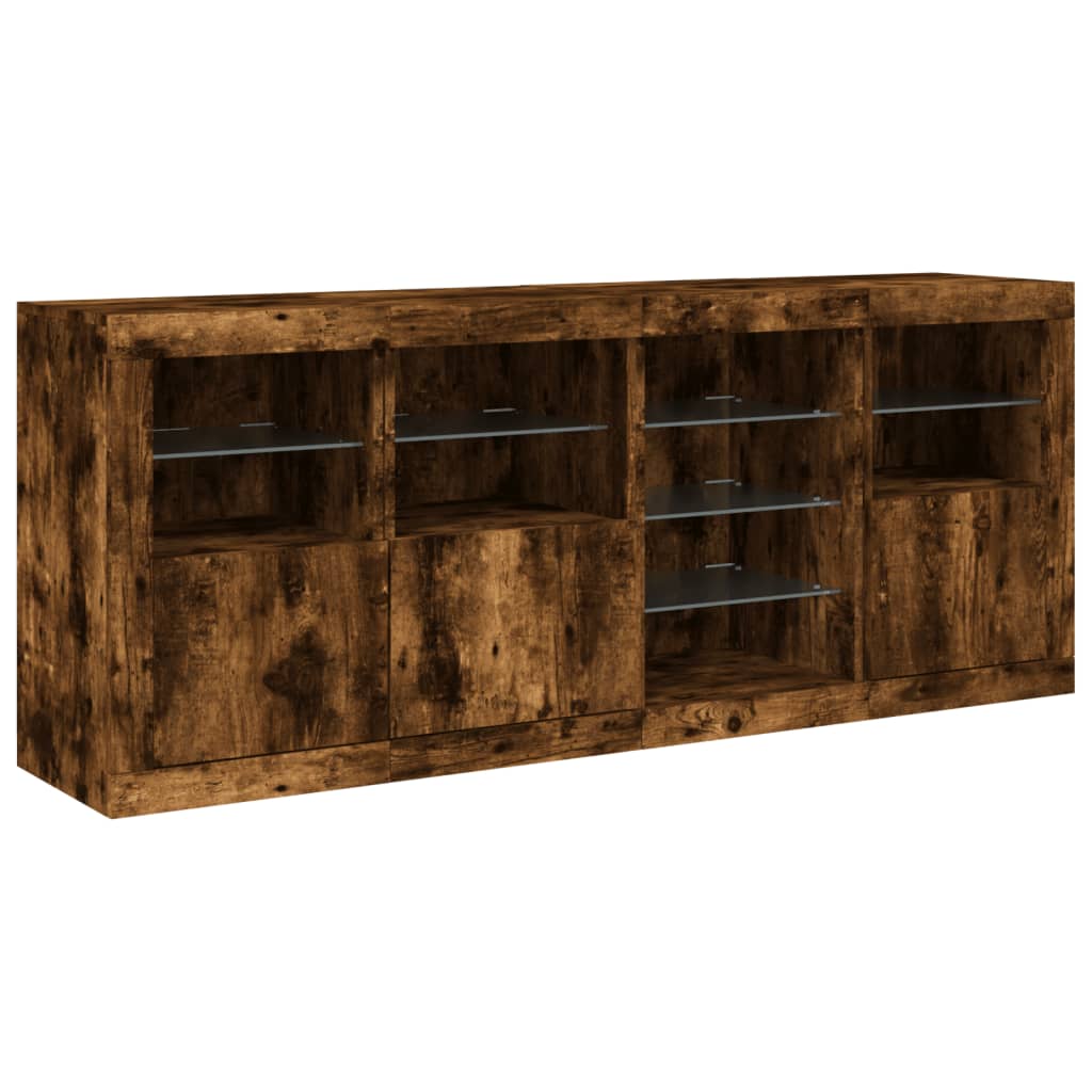 vidaXL Sideboard with LED Lights Smoked Oak 164x37x67 cm 5