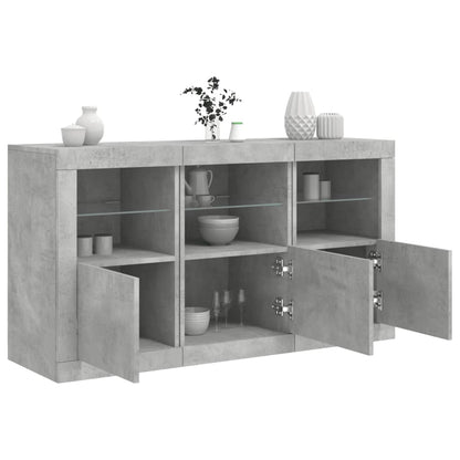 Sideboard with LED Lights 123x37x67 cm Concrete grey