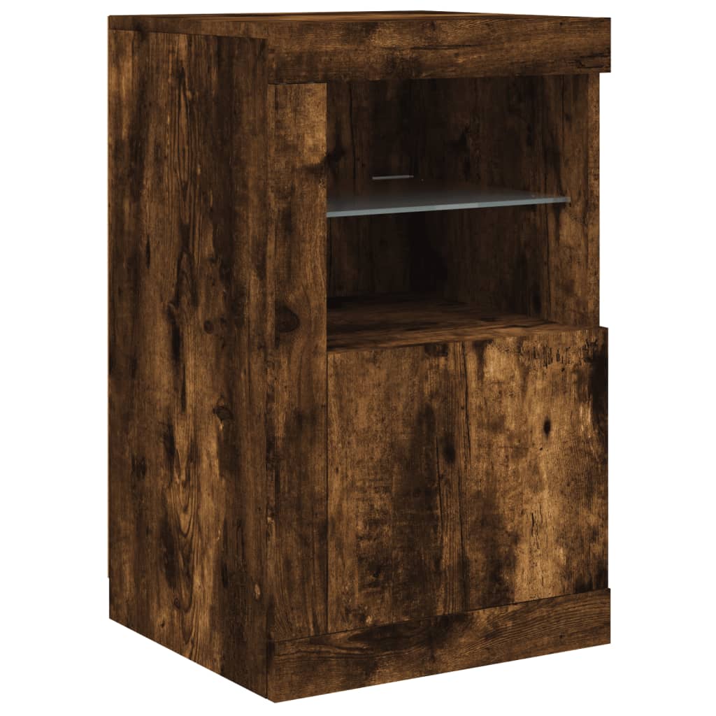 vidaXL Sideboard with LED Lights Smoked Oak 142,5x37x67 cm 6
