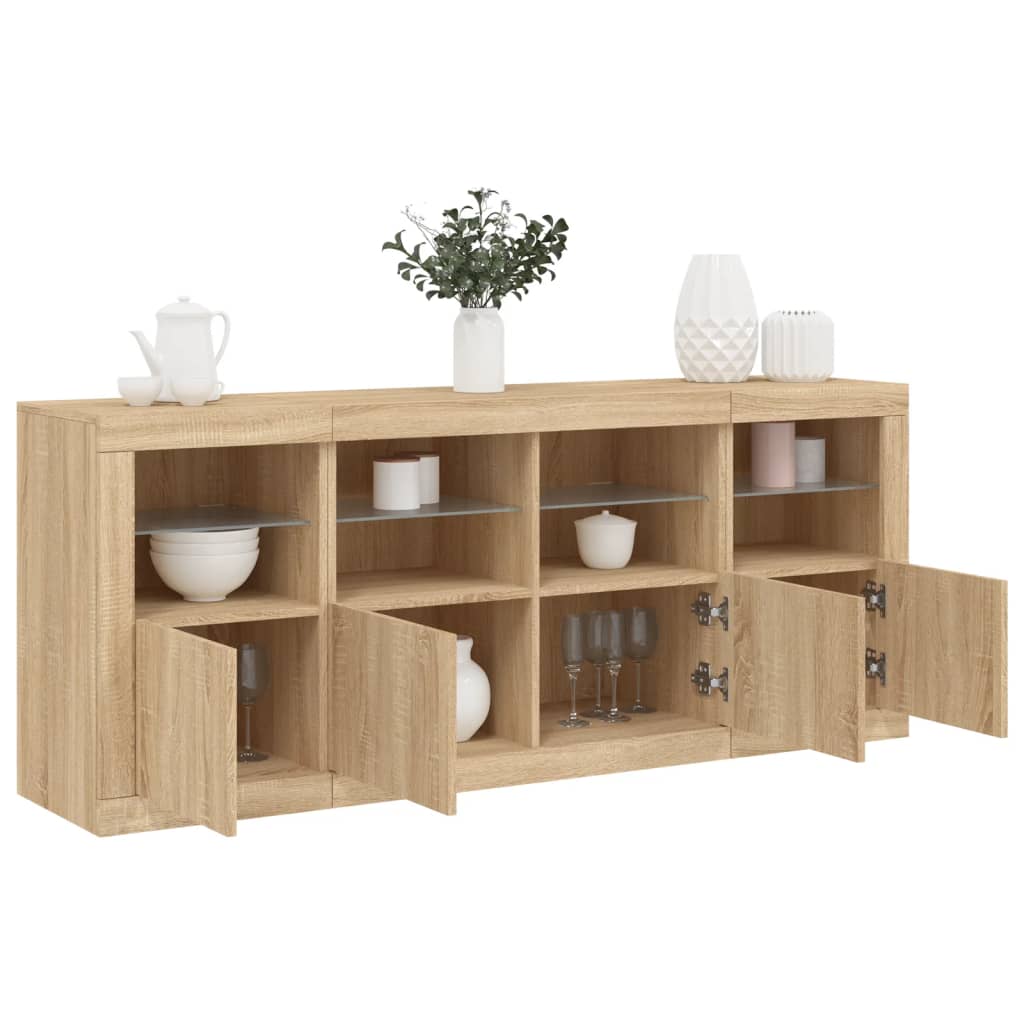 vidaXL Sideboard with LED Lights 163x37x67 cm