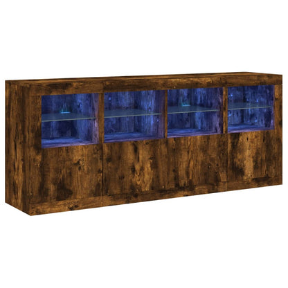 Sideboard with LED Lights 163x37x67 cm Smoked oak