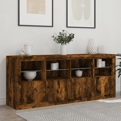 Sideboard with LED Lights 163x37x67 cm Smoked oak
