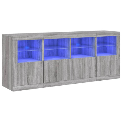 Sideboard with LED Lights 163x37x67 cm Grey sonoma