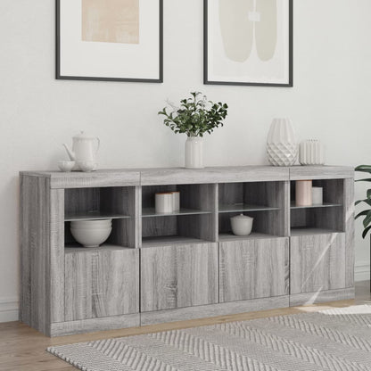 Sideboard with LED Lights 163x37x67 cm Grey sonoma