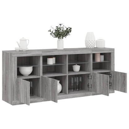 Sideboard with LED Lights 163x37x67 cm Grey sonoma