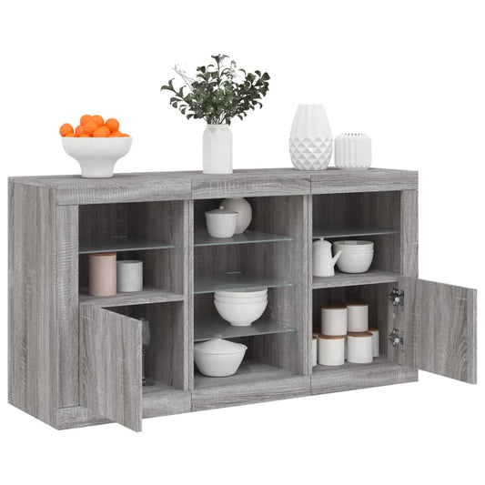 Sideboard with LED Lights 123x37x67 cm Grey sonoma