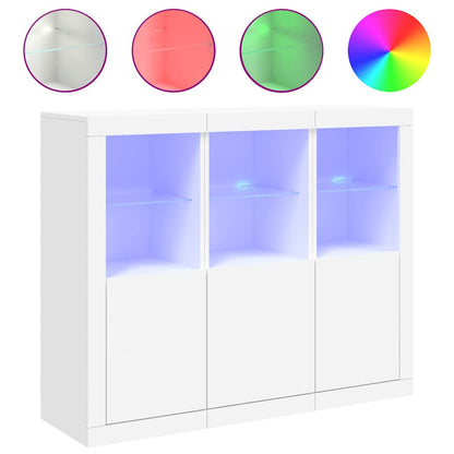 vidaXL Sideboards with LED Lights 3 pcs White Engineered Wood 2