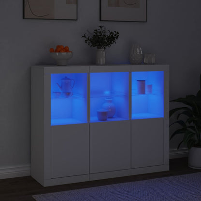 vidaXL Sideboards with LED Lights 3 pcs White Engineered Wood 3