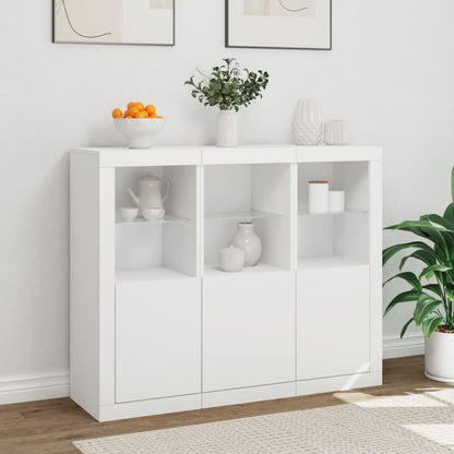 vidaXL Sideboards with LED Lights 3 pcs White Engineered Wood 4