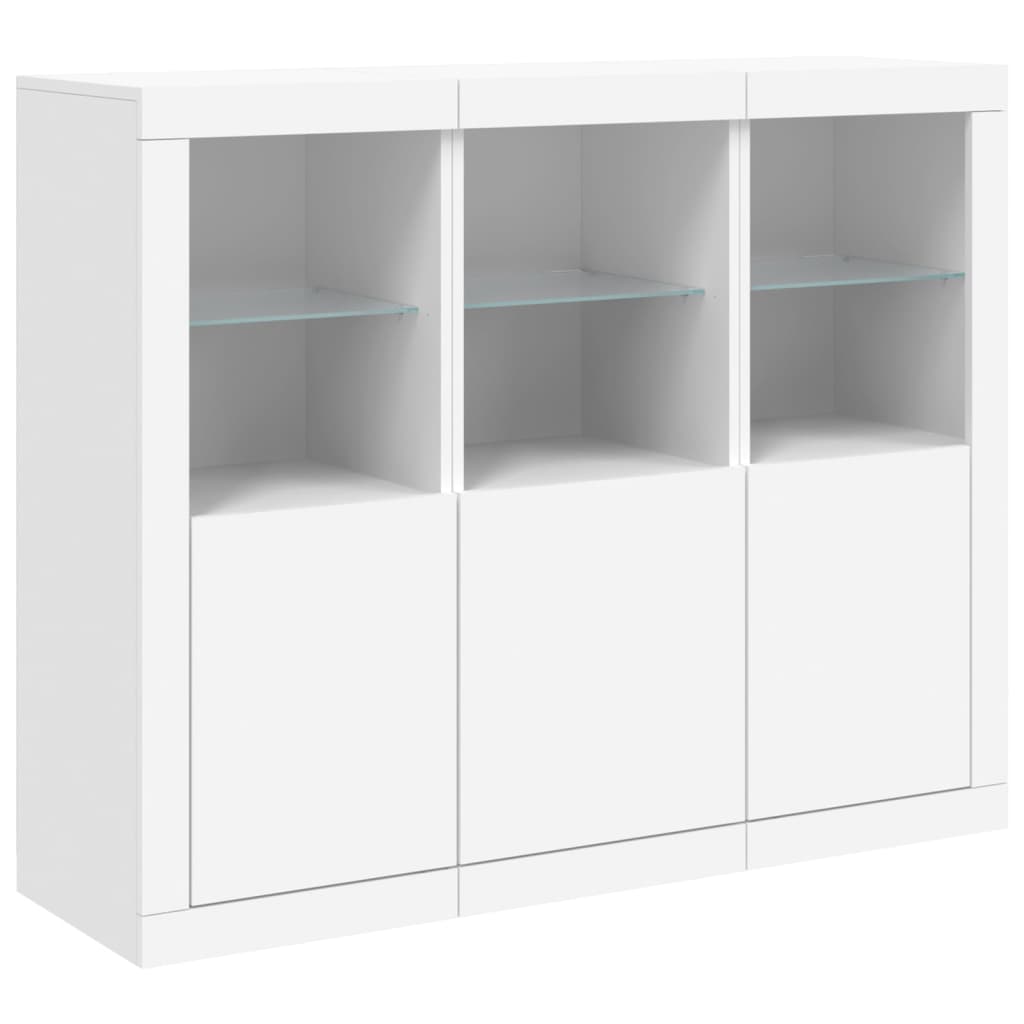 vidaXL Sideboards with LED Lights 3 pcs White Engineered Wood 5