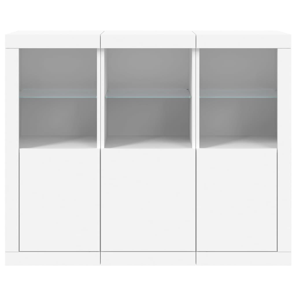 vidaXL Sideboards with LED Lights 3 pcs White Engineered Wood 6
