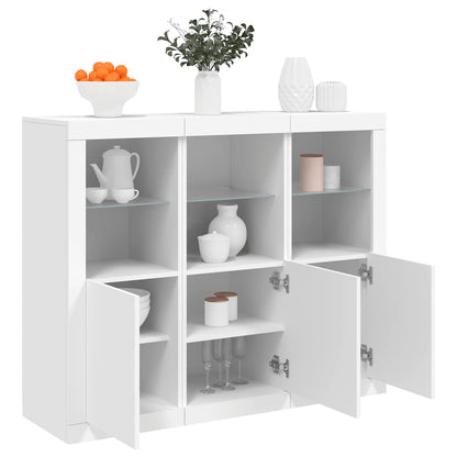vidaXL Sideboards with LED Lights 3 pcs White Engineered Wood 1
