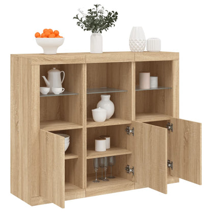 vidaXL Sideboards with LED Lights 3 pcs Sonoma Oak Engineered Wood 1