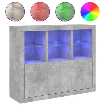 vidaXL Sideboards with LED Lights 3 pcs Concrete Grey Engineered Wood 2