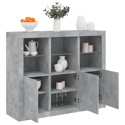 vidaXL Sideboards with LED Lights 3 pcs Concrete Grey Engineered Wood 1