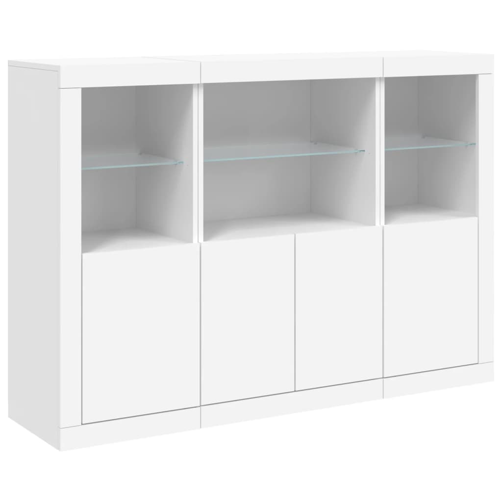 vidaXL Sideboards with LED Lights 3 pcs White Engineered Wood 5