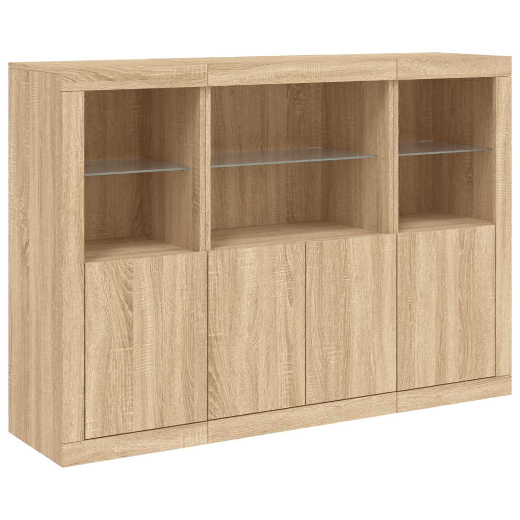 vidaXL Sideboards with LED Lights 3 pcs Sonoma Oak Engineered Wood 5