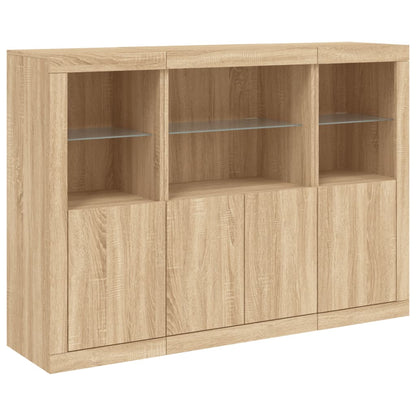 vidaXL Sideboards with LED Lights 3 pcs Sonoma Oak Engineered Wood 5