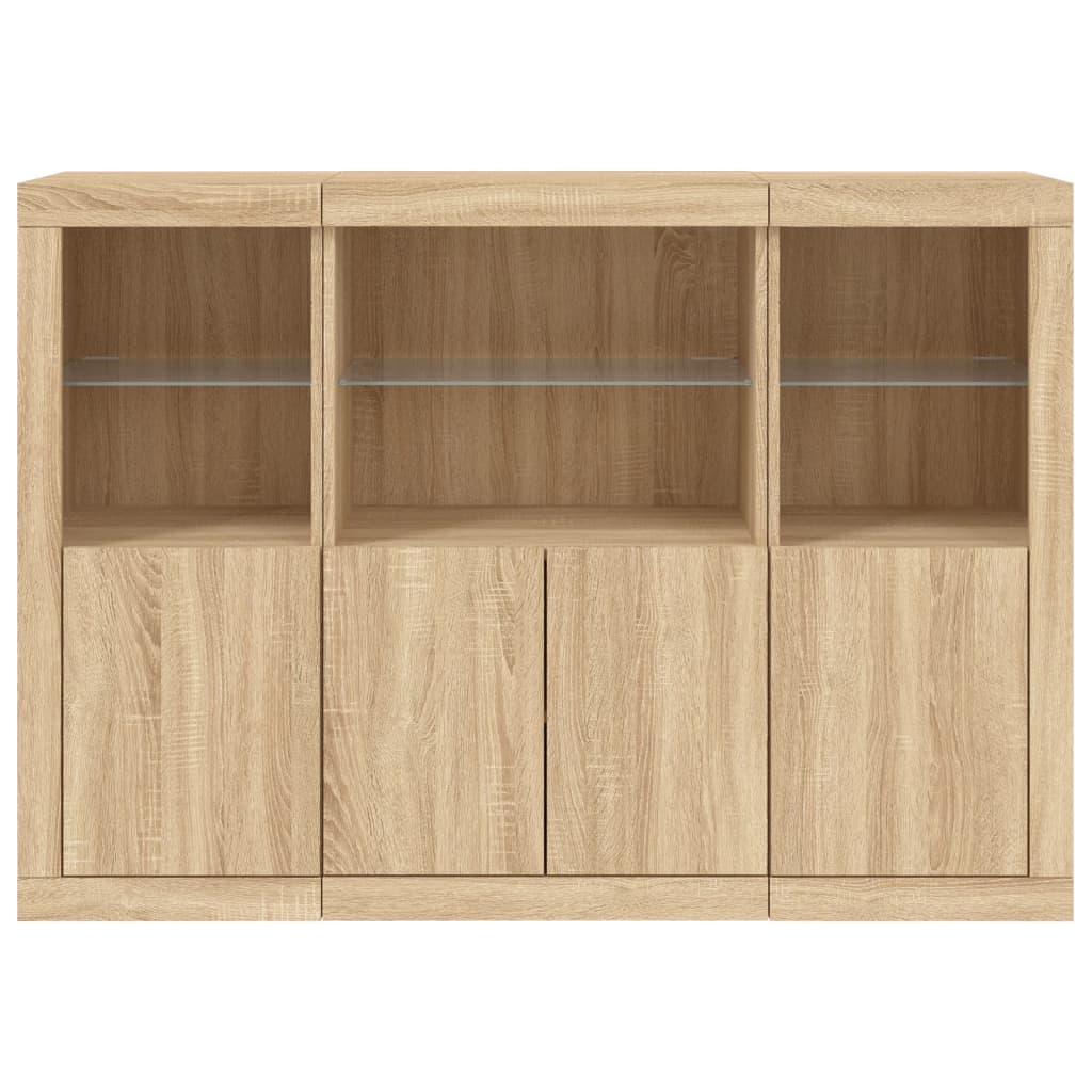 vidaXL Sideboards with LED Lights 3 pcs Sonoma Oak Engineered Wood 6