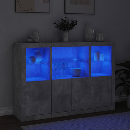 vidaXL Sideboards with LED Lights 3 pcs Concrete Grey Engineered Wood 3