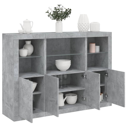 vidaXL Sideboards with LED Lights 3 pcs Concrete Grey Engineered Wood 1