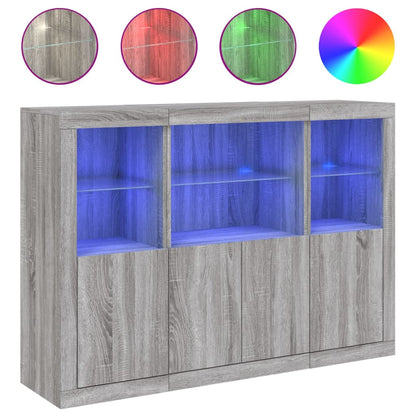 vidaXL Sideboards with LED Lights 3 pcs Grey Sonoma Engineered Wood 2