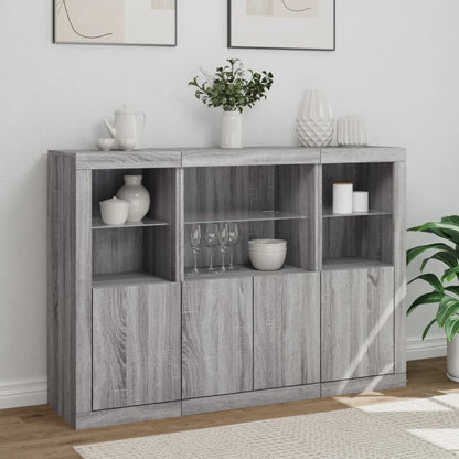 vidaXL Sideboards with LED Lights 3 pcs Grey Sonoma Engineered Wood 4