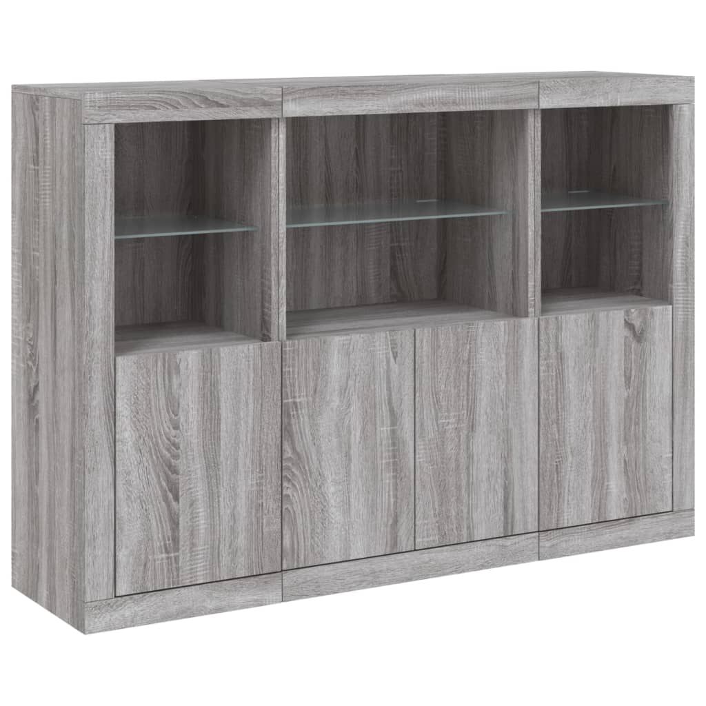 vidaXL Sideboards with LED Lights 3 pcs Grey Sonoma Engineered Wood 5
