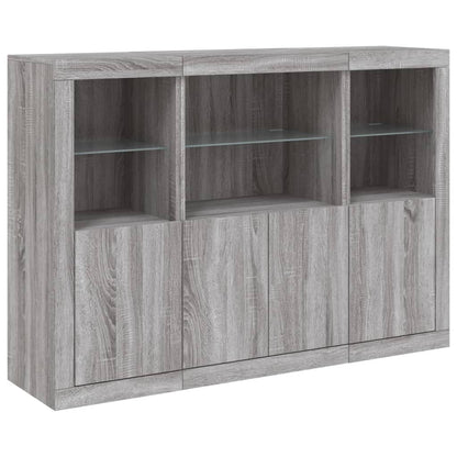 vidaXL Sideboards with LED Lights 3 pcs Grey Sonoma Engineered Wood 5
