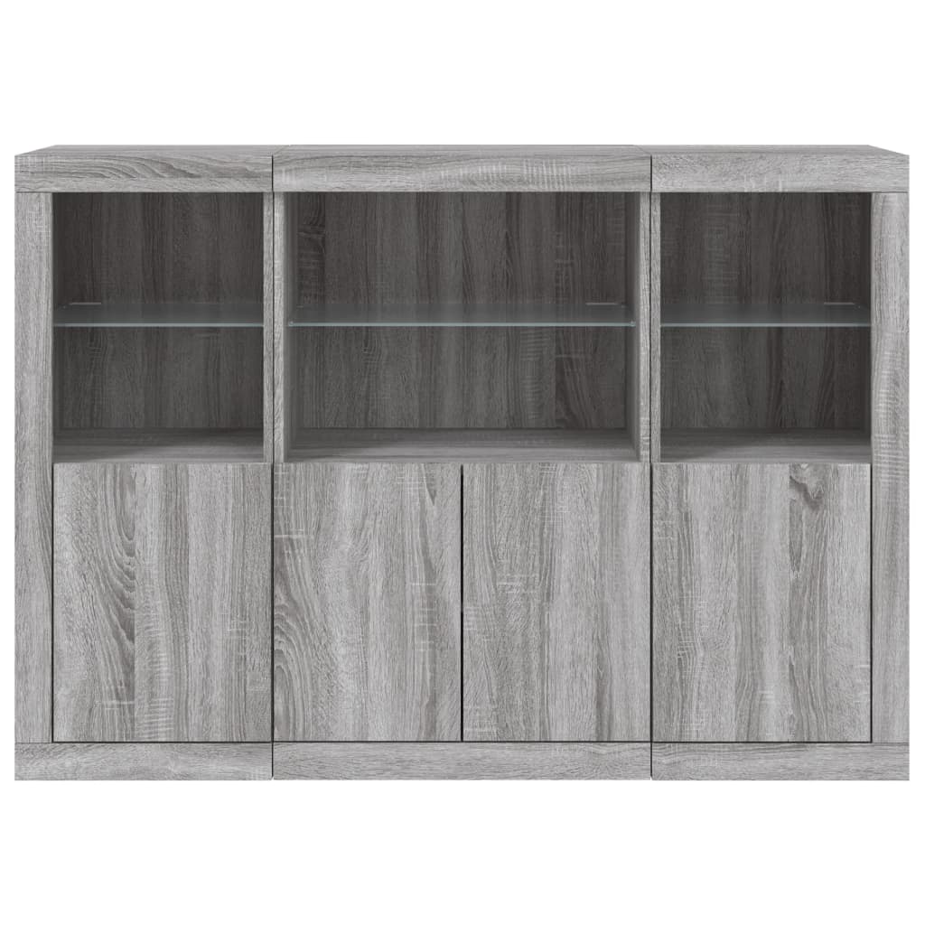 vidaXL Sideboards with LED Lights 3 pcs Grey Sonoma Engineered Wood 6