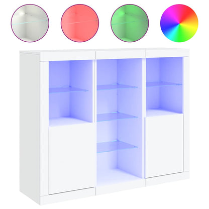 vidaXL Sideboards with LED Lights 3 pcs White Engineered Wood 2