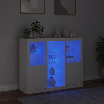 vidaXL Sideboards with LED Lights 3 pcs White Engineered Wood 3
