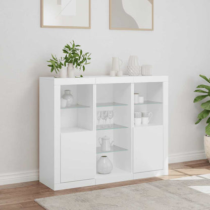 vidaXL Sideboards with LED Lights 3 pcs White Engineered Wood 4