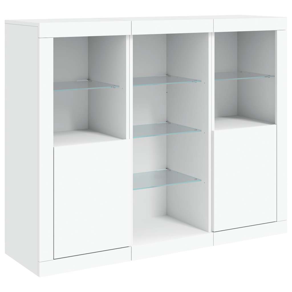 vidaXL Sideboards with LED Lights 3 pcs White Engineered Wood 5